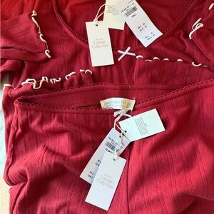 Abercrombie & Fitch Red valentine Lounge PJ ruffle Set